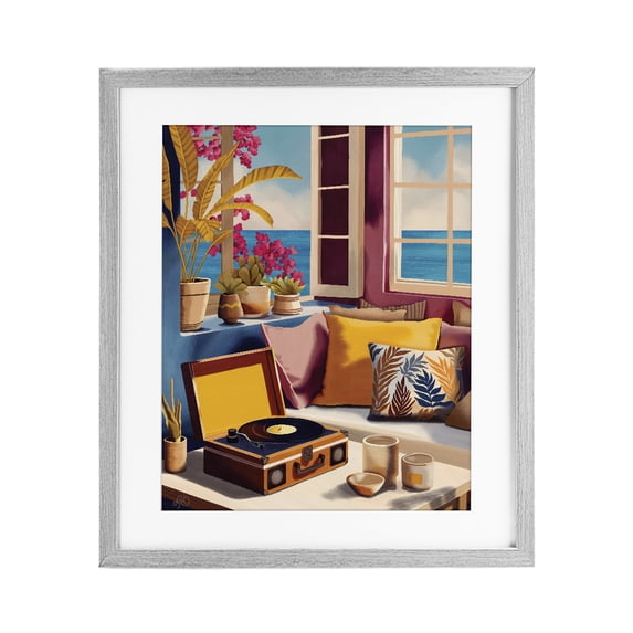 Stupell Industries Eclectic Boho Vacation By The Sea Gray Framed Print Under Glass, 13 x 16, by Lisa R Dumm