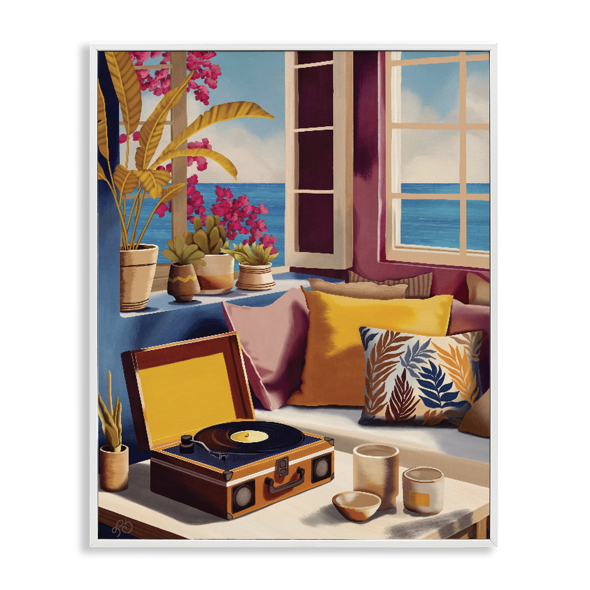 Stupell Industries Boho Vacation By The Sea White Framed Giclee Art, design by Lisa R Dumm