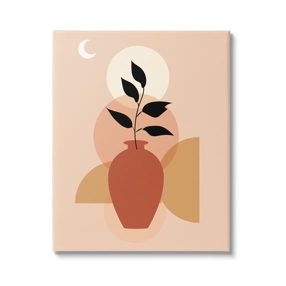 Stupell Industries Boho Vase & Moon Botanical & Floral Painting Gallery Wrapped Canvas Art Print Wall Art, 36 x 48