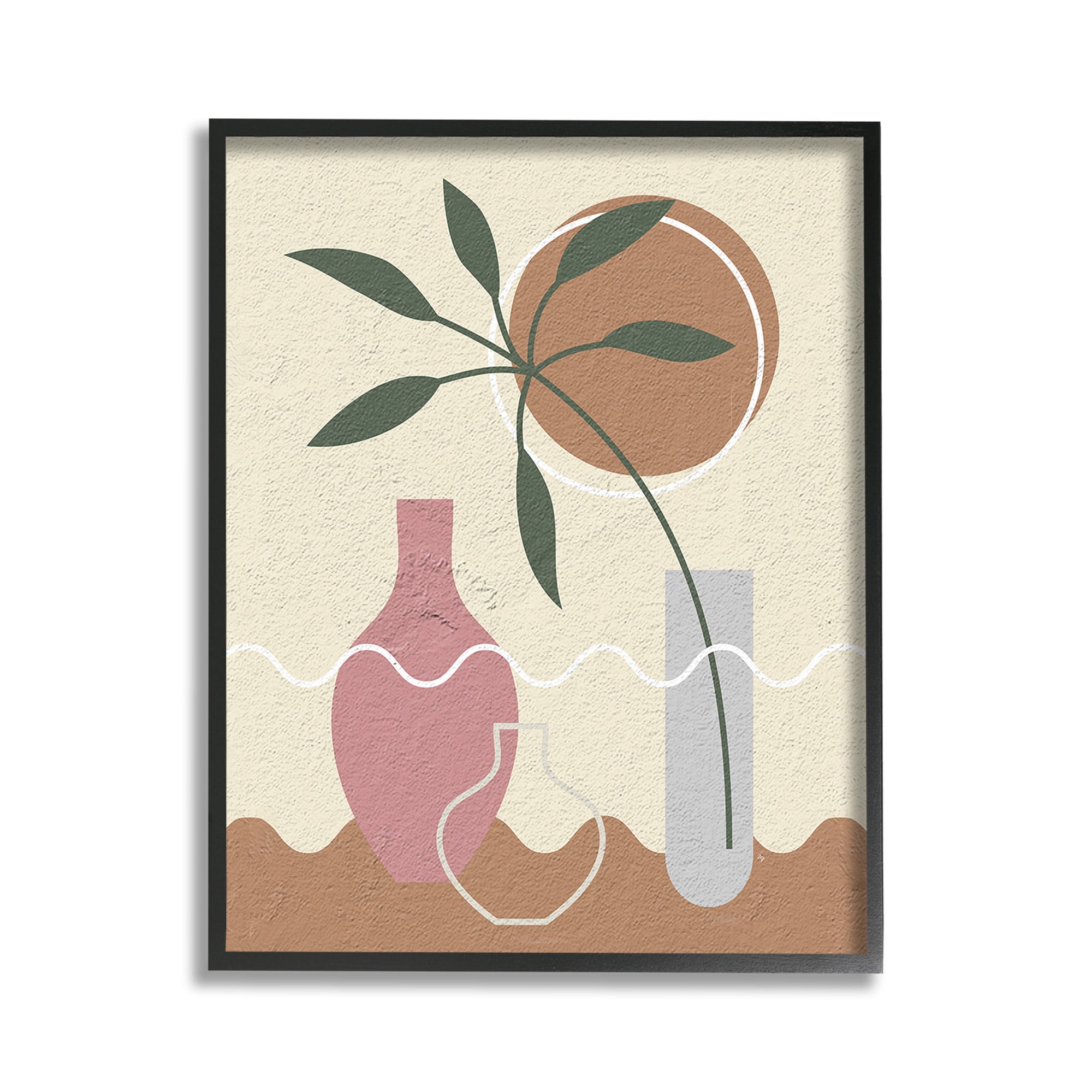 Stupell Industries Boho Vase Still Life Botanical & Floral Painting Black Framed Art Print Wall Art, 11 x 14
