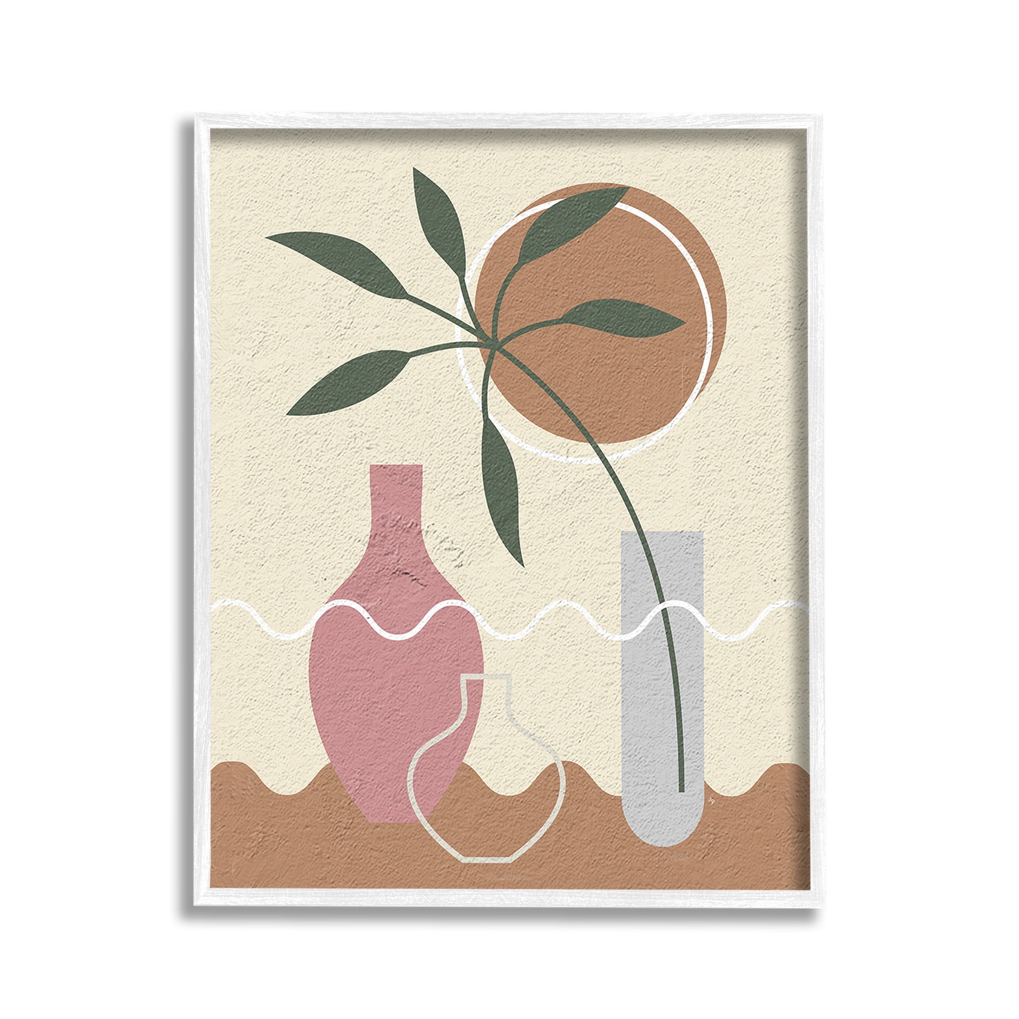 Stupell Industries Boho Vase Still Life Botanical & Floral Painting White Framed Art Print Wall Art, 11 x 14