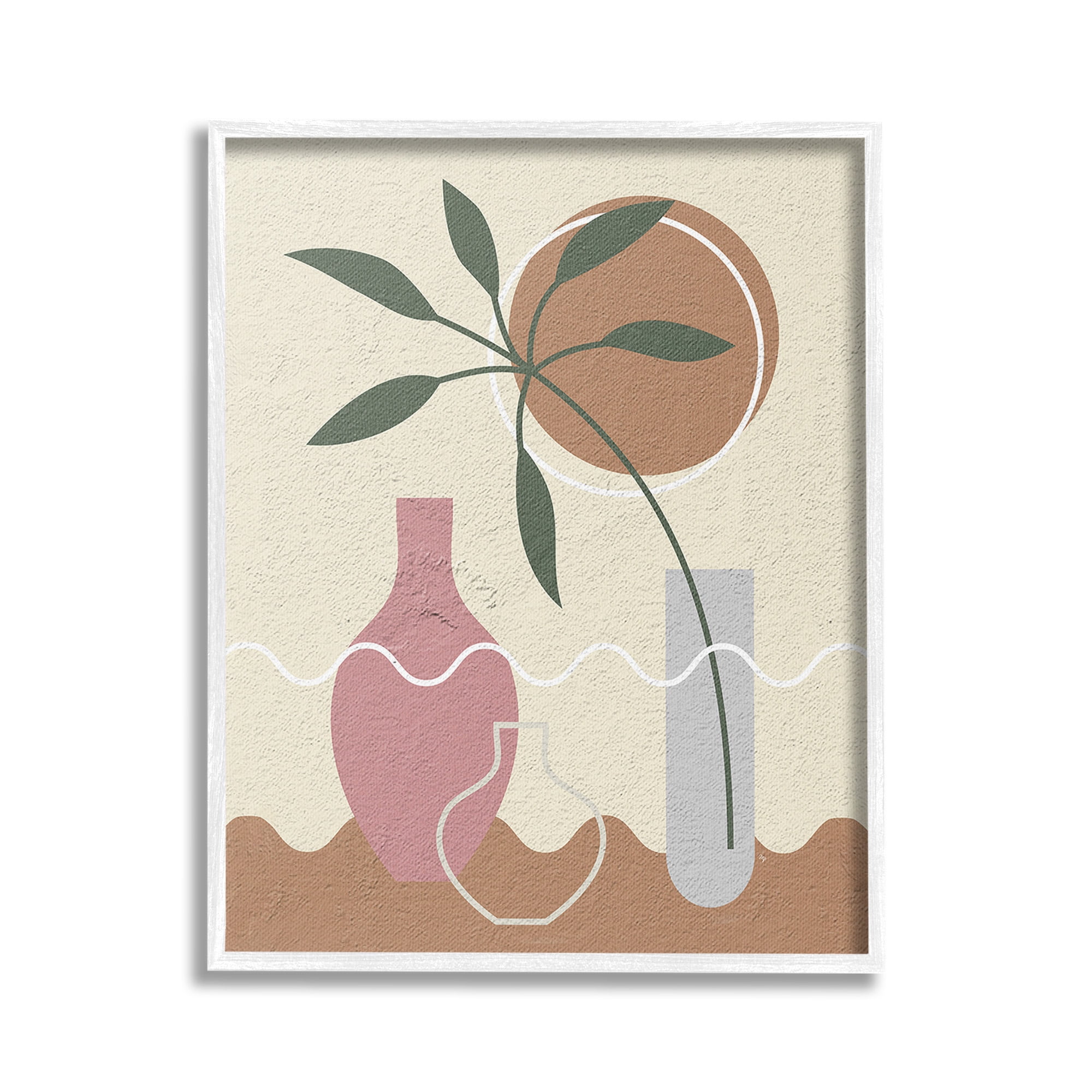 Stupell Industries Boho Vase Still Life Botanical & Floral Painting White Framed Art Print Wall Art, 16 x 20