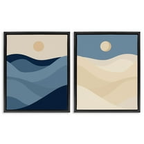 Stupell Industries Boho Waves & Dunes Landscape & Nature Painting Black Floater Framed Canvas Art Print Wall Art, 17 x 21, Set of 2