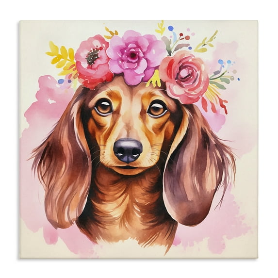 Stupell Industries Boho Wiener Dog Dachshund Animals Painting Wrapped Canvas Art Print Wall Art, 24 x 24