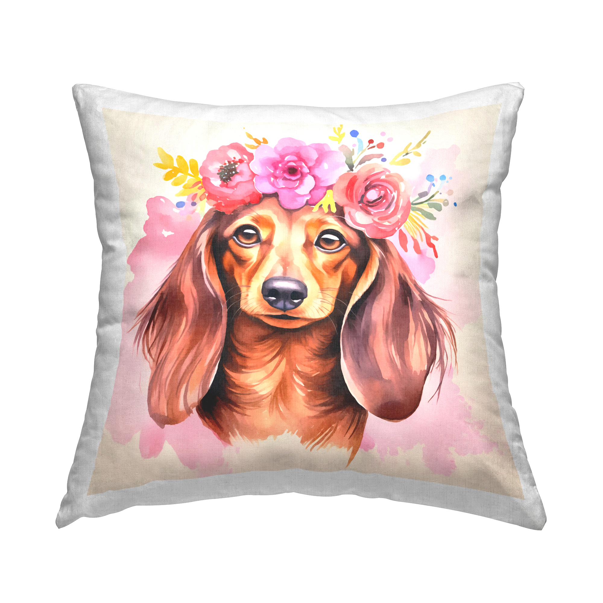 Stupell Industries Boho Wiener Dog Dachshund Decorative Printed Throw Pillow Design by Andrea Haase.