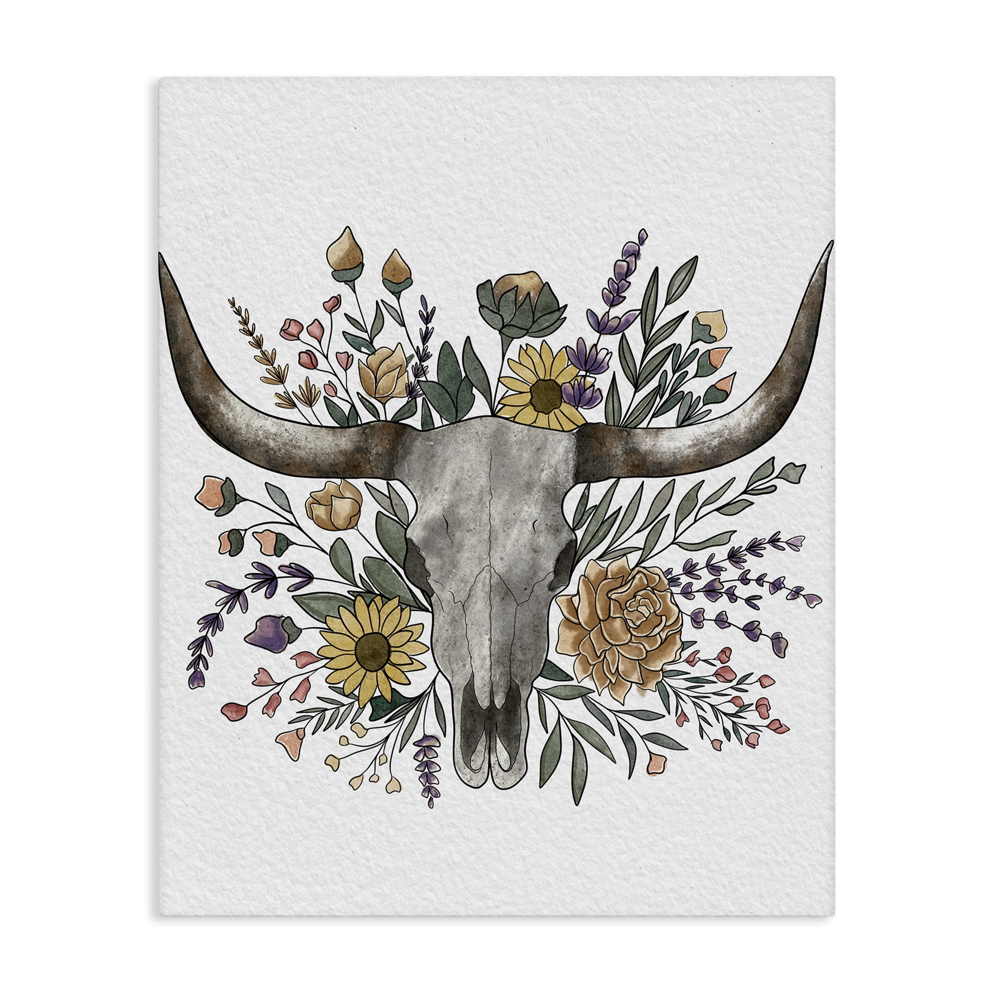 Stupell Industries Boho Wildflower Longhorn Canvas Wall Art, design by Alisha Kiara Design
