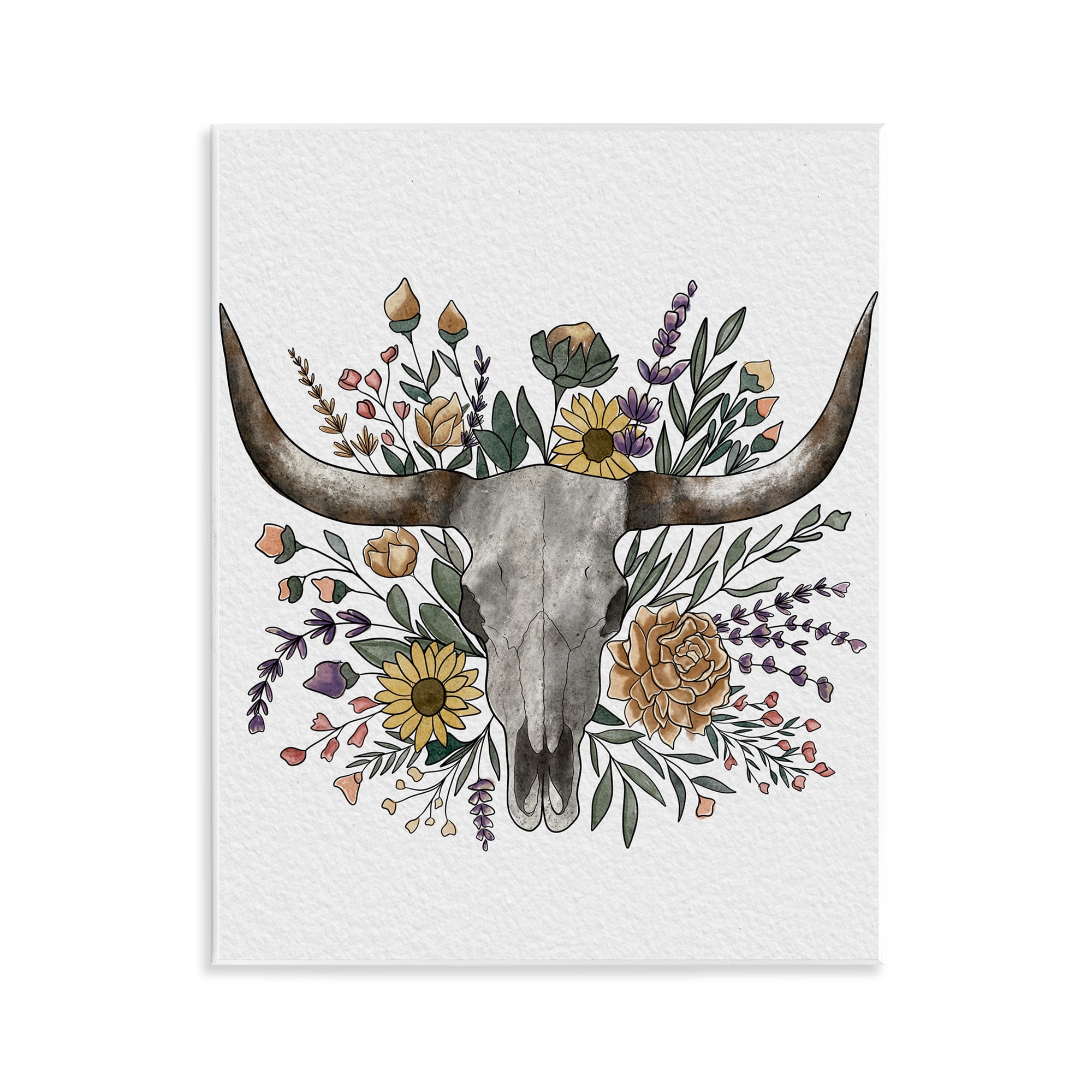 Stupell Industries Boho Wildflower Longhorn Wall Plaque Art, design by Alisha Kiara Design