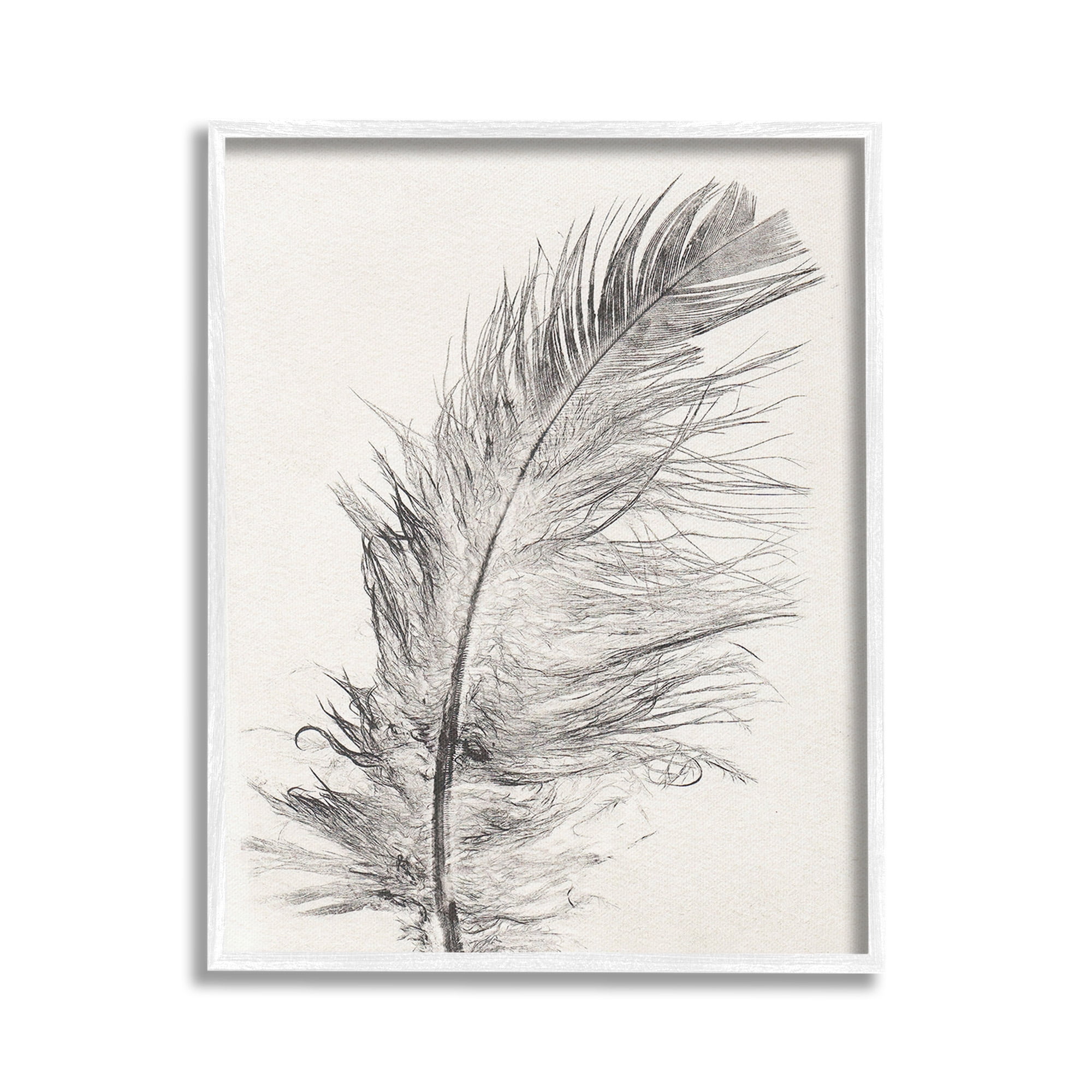 Stupell Industries Boho Windswept Feather Animals & Insects Painting White Framed Art Print Wall Art, 16 x 20