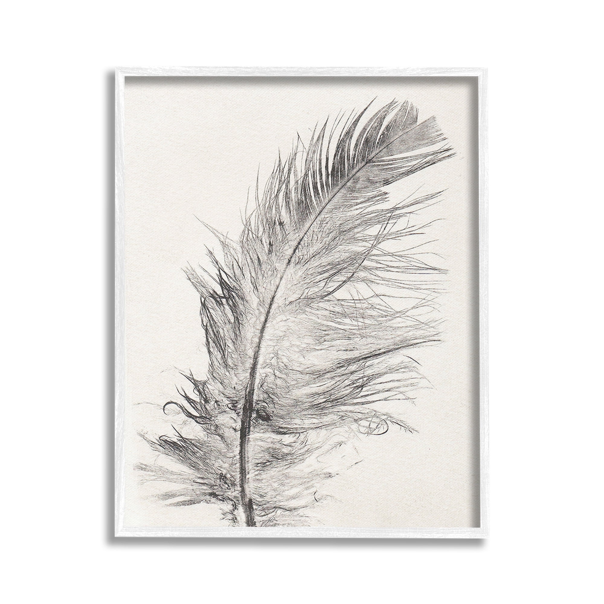 Stupell Industries Boho Windswept Feather Animals & Insects Painting White Framed Art Print Wall Art, 24 x 30