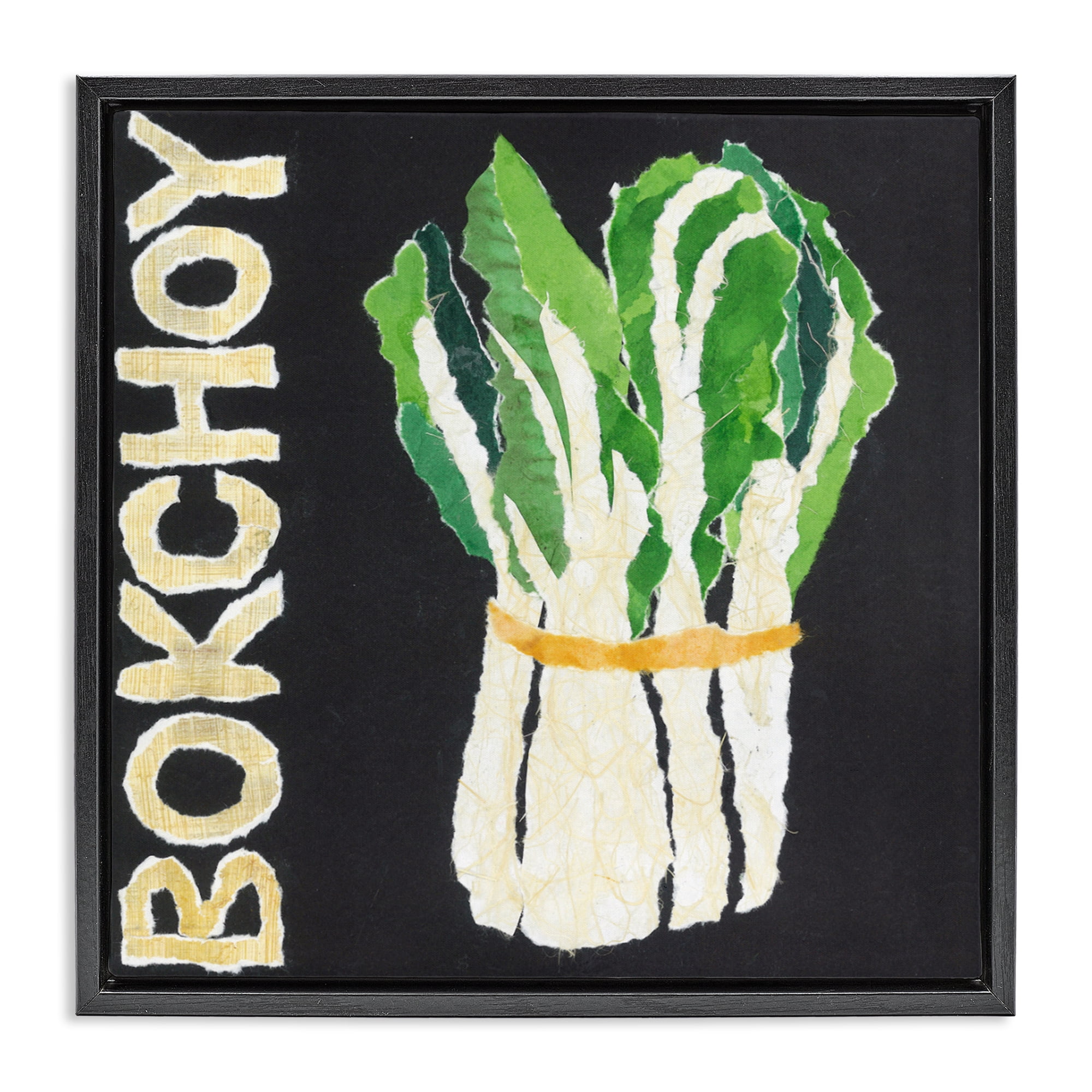 Stupell Industries Bok Choy Leafy Vegetable Black Framed Floater Canvas Wall Art, design by Nancy Overton