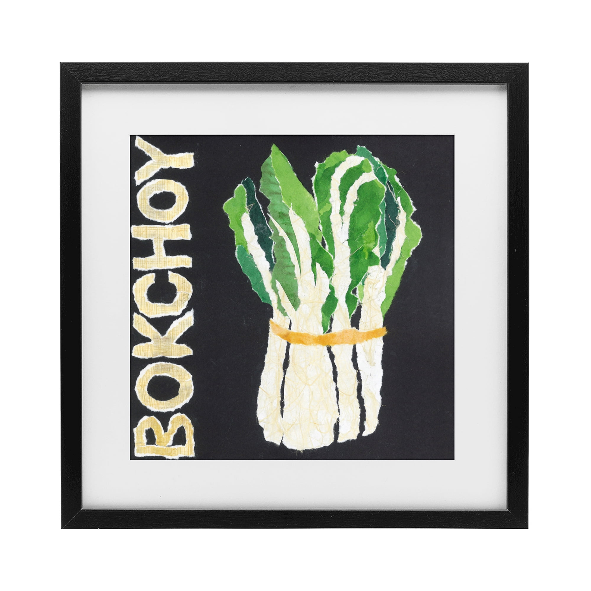 Stupell Industries Bok Choy Leafy Vegetable Black Framed Print Under Glass, design by Nancy Overton