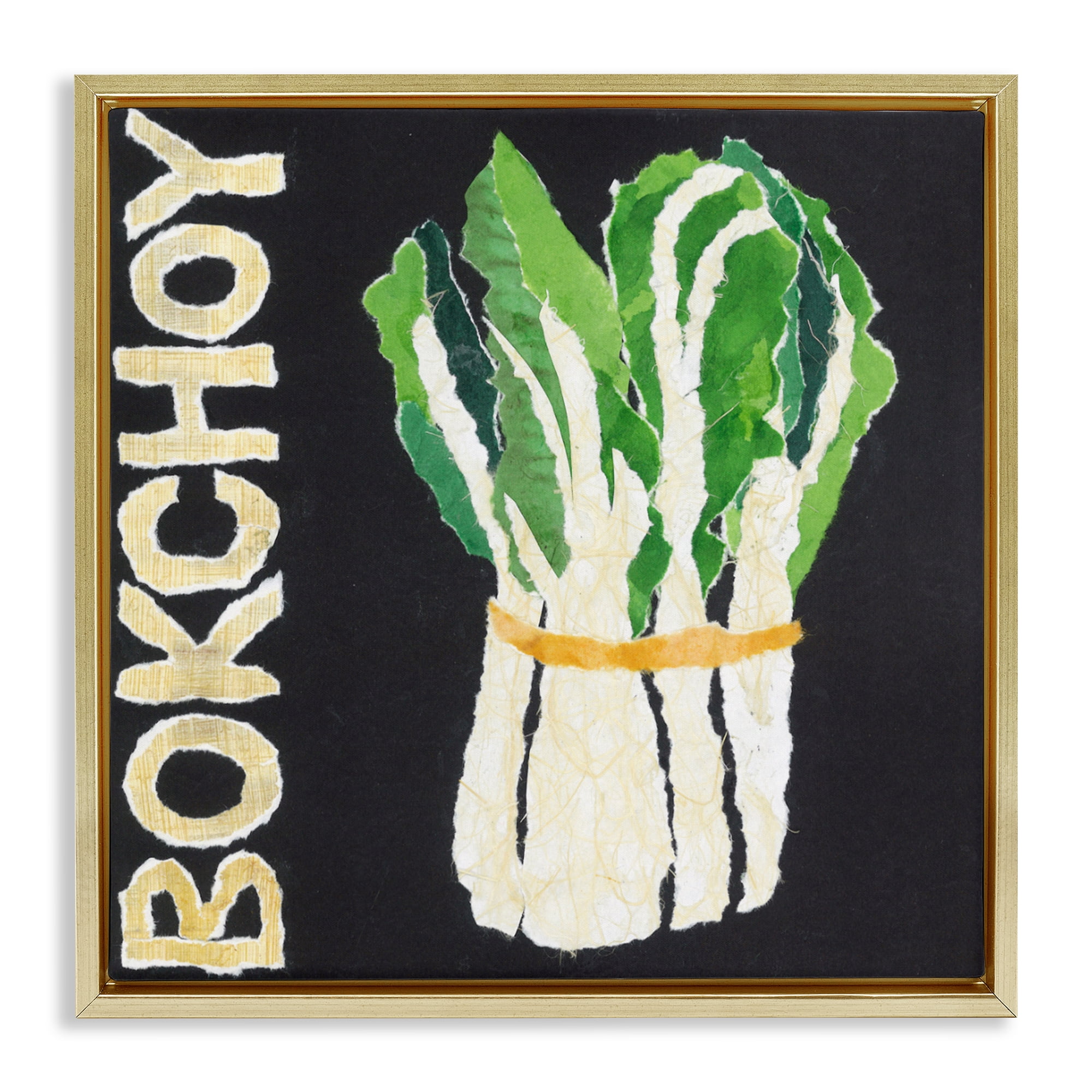 Stupell Industries Bok Choy Leafy Vegetable Gold Framed Floater Canvas Wall Art, design by Nancy Overton