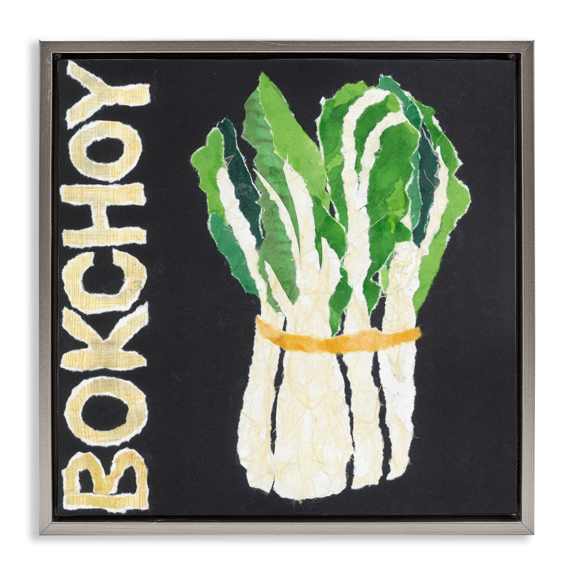 Stupell Industries Bok Choy Leafy Vegetable Gray Framed Floater Canvas Wall Art, design by Nancy Overton