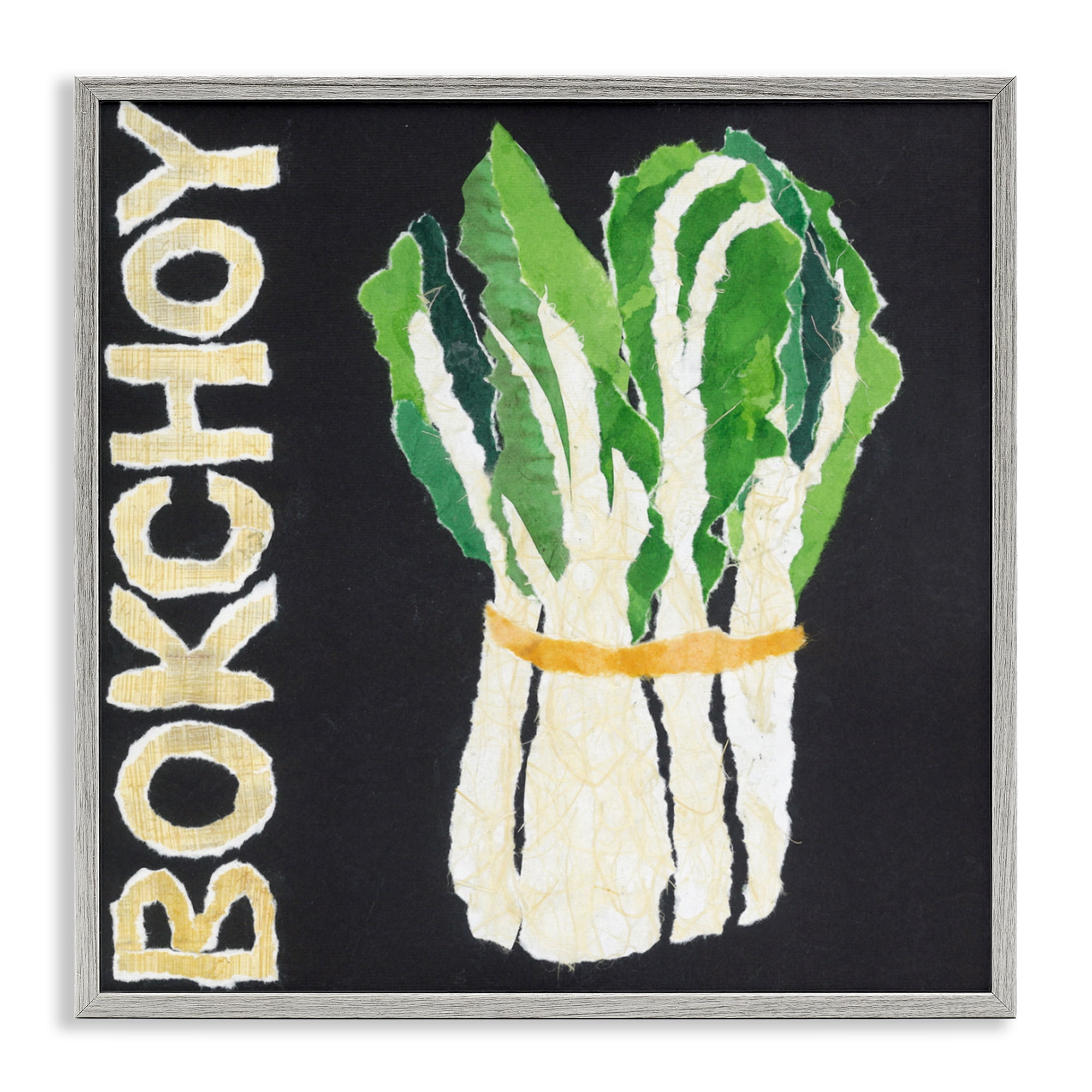 Stupell Industries Bok Choy Leafy Vegetable Gray Framed Giclee Art, design by Nancy Overton