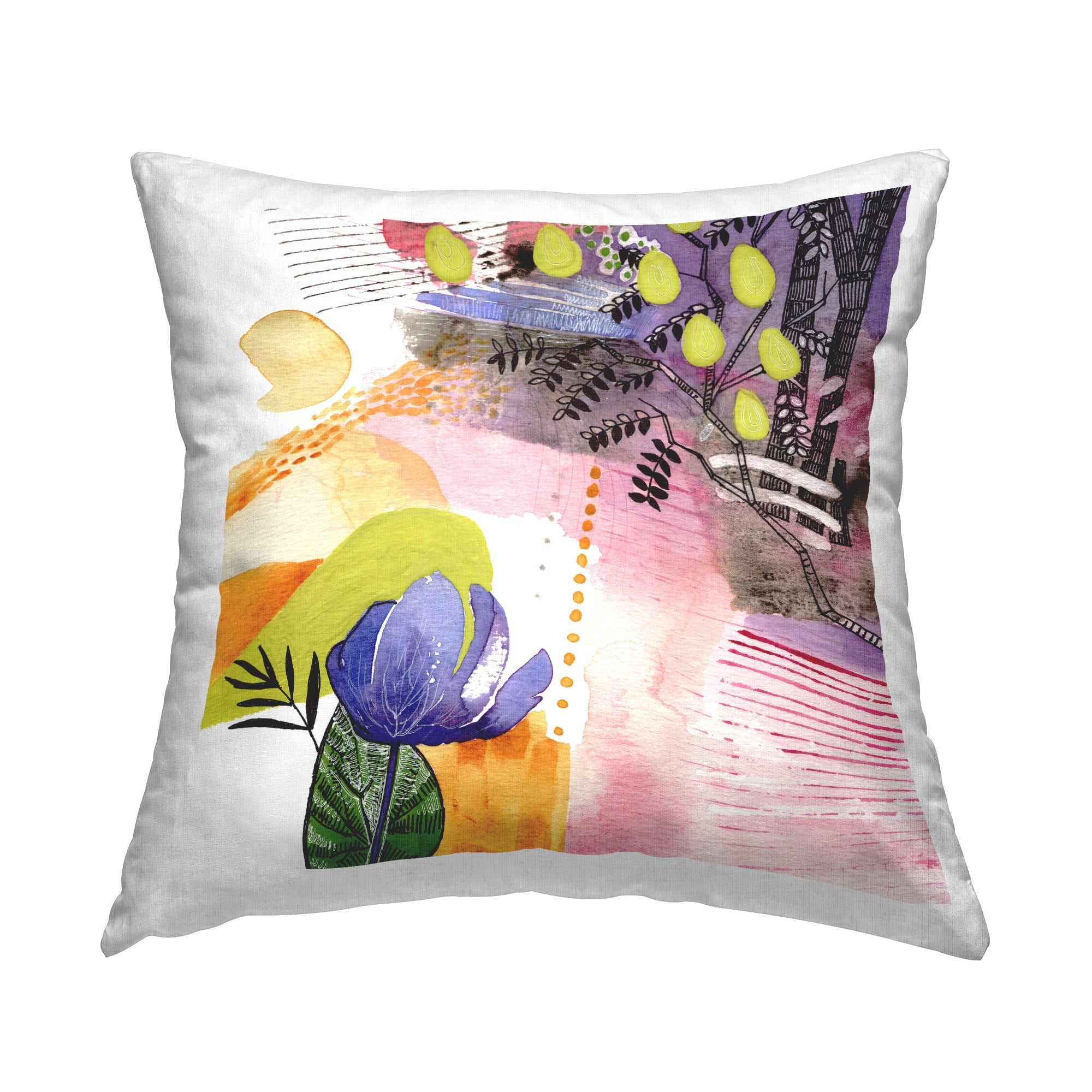 Stupell Industries Bold Abstract Botanical Pattern Shapes Design by Verbrugge Watercolor Throw Pillow
