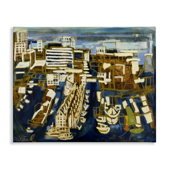 Stupell Industries Bold Abstract Cityscape Cityscapes Painting Wrapped Canvas Canvas Art Print Wall Art, 30 x 24