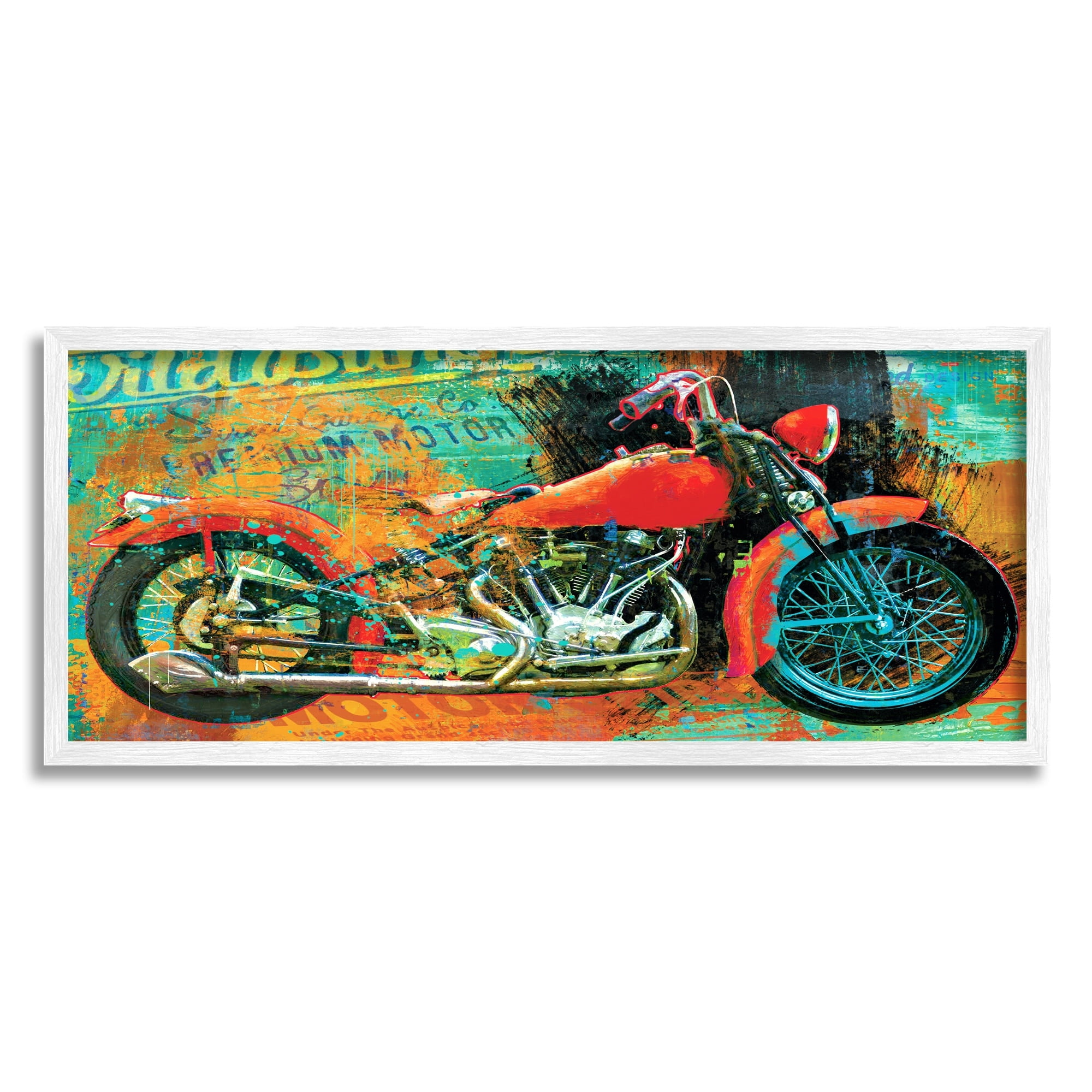 Stupell Industries Bold Abstract Collaged Red Motorcycle Text Brushstrokes , 30 x 13, Design by Porter Hastings