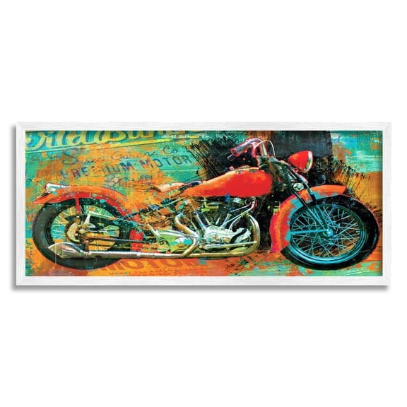 Stupell Industries Bold Abstract Collaged Red Motorcycle Text Brushstrokes , 30 x 13, Design by Porter Hastings