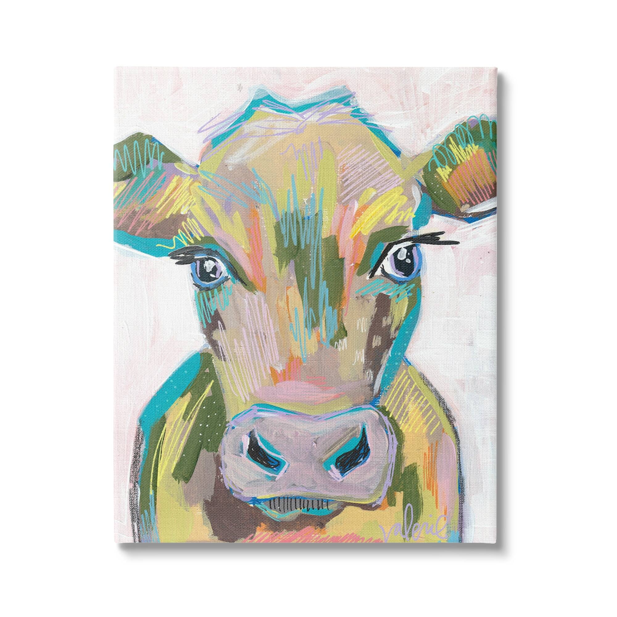 Stupell Industries Bold Abstract Country Cow Closeup Modern Design Canvas Wall Art, 16 x 20, Design by Valerie Wieners