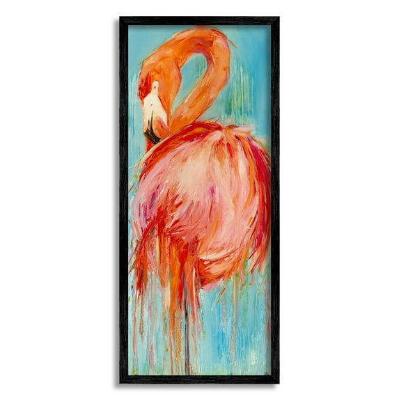 Stupell Industries Bold Abstract Flamingo Painting Coastal Painting Black Framed Art Print Wall Art
