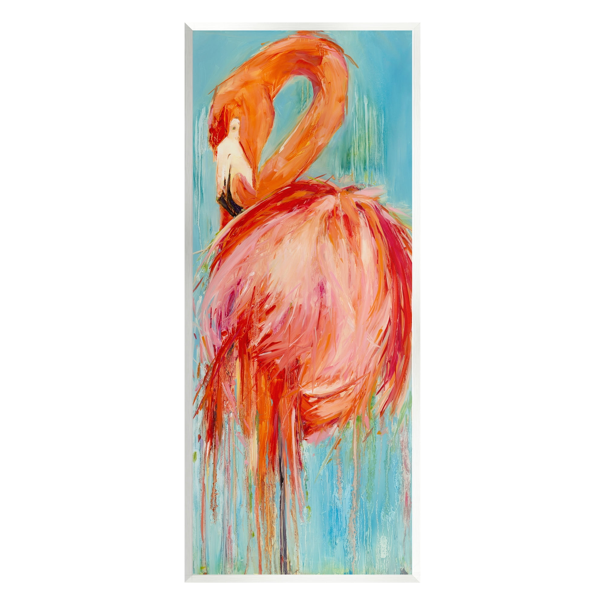 Stupell Industries Bold Abstract Flamingo Painting Coastal Painting Unframed Art Print Wall Art