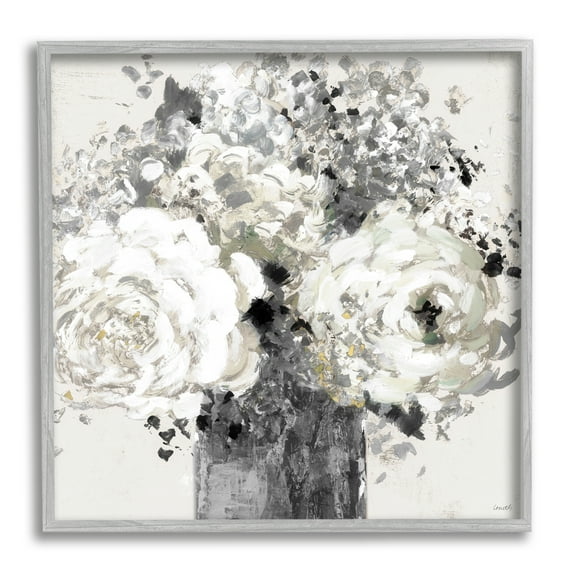 Stupell Industries Bold Abstract Floral Arrangement Black Cream Expressive Flowers, 12 x 12, Design by Lanie Loreth