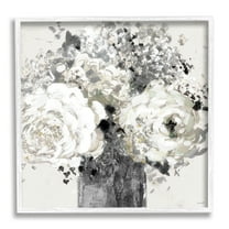 Stupell Industries Bold Abstract Floral Arrangement Black Cream Expressive Flowers, 12 x 12, Design by Lanie Loreth
