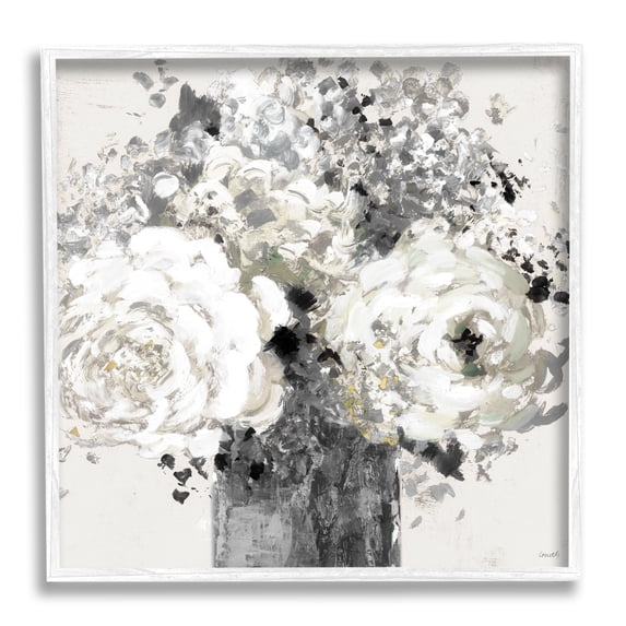 Stupell Industries Bold Abstract Floral Arrangement Black Cream Expressive Flowers, 17 x 17, Design by Lanie Loreth