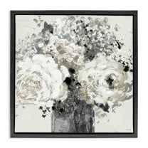 Stupell Industries Bold Abstract Floral Arrangement Botanical & Floral Painting Black Floater Framed Canvas Art Print Wall Art, 18 x 18