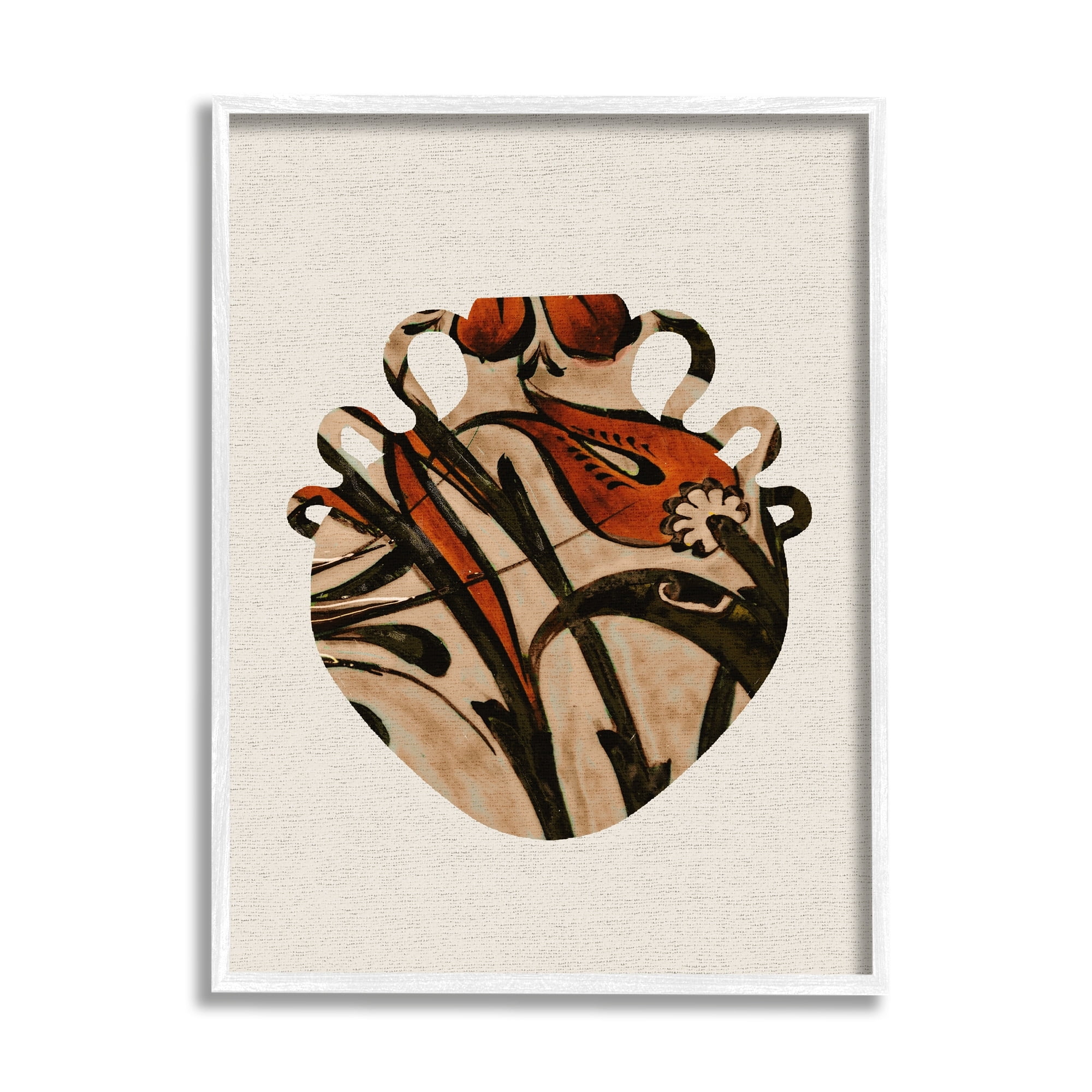 Stupell Industries Bold Abstract Floral Pattern Urn Modern Still Life Paintings White Framed Art Print Wall Art, 11x14, by Daphne Polselli