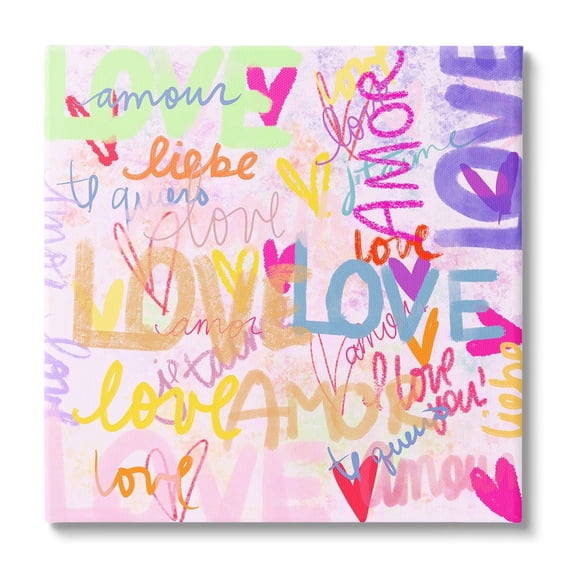 Stupell Industries Bold Abstract Love Words Collage Inspirational Painting Gallery Wrapped Canvas Print Wall Art
