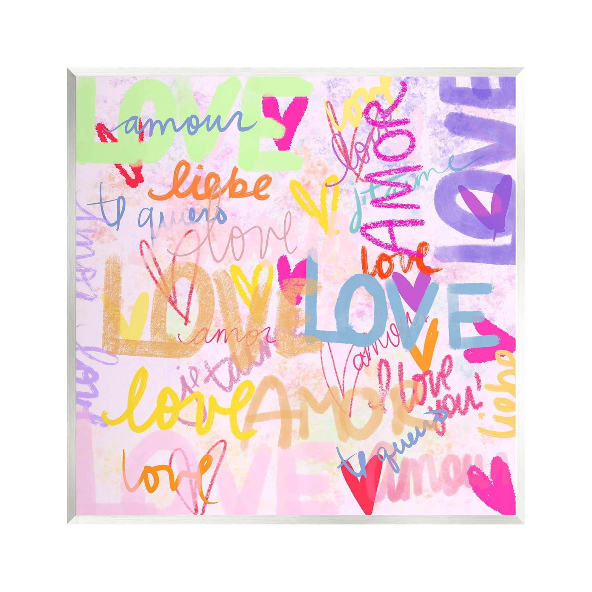 Stupell Industries Bold Abstract Love Words Collage Inspirational Painting Unframed Art Print Wall Art
