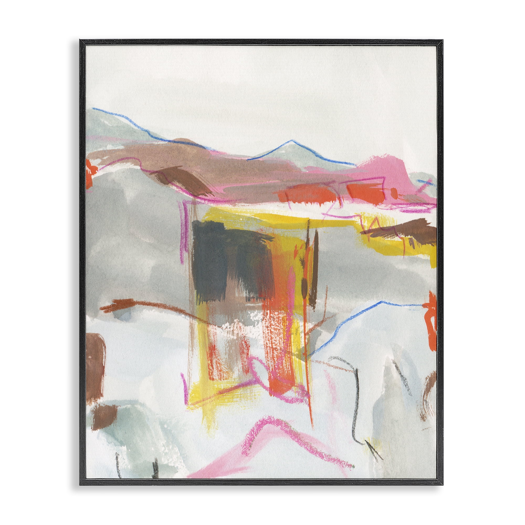 Stupell Industries Bold Abstract Mountain Shapes Abstract Painting Black Framed Art Print Wall Art, 16 x 20