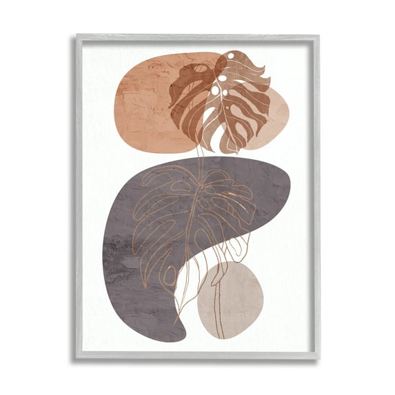 Stupell Industries Bold Abstract Shapes Monstera Plants Terracotta Desert, 24 x 30, Designed by Kim Allen