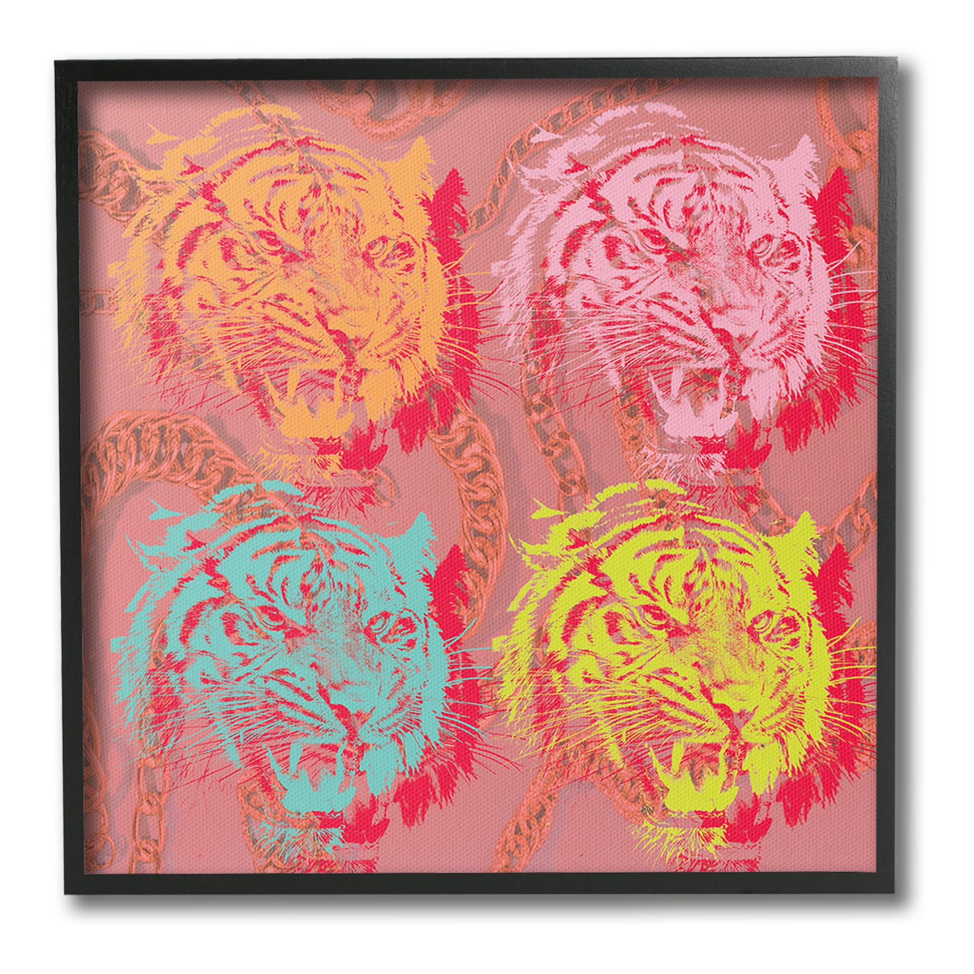 Stupell Industries Bold Abstract Tigers Animals & Insects Painting Black Framed Art Print Wall Art, 24 x 24