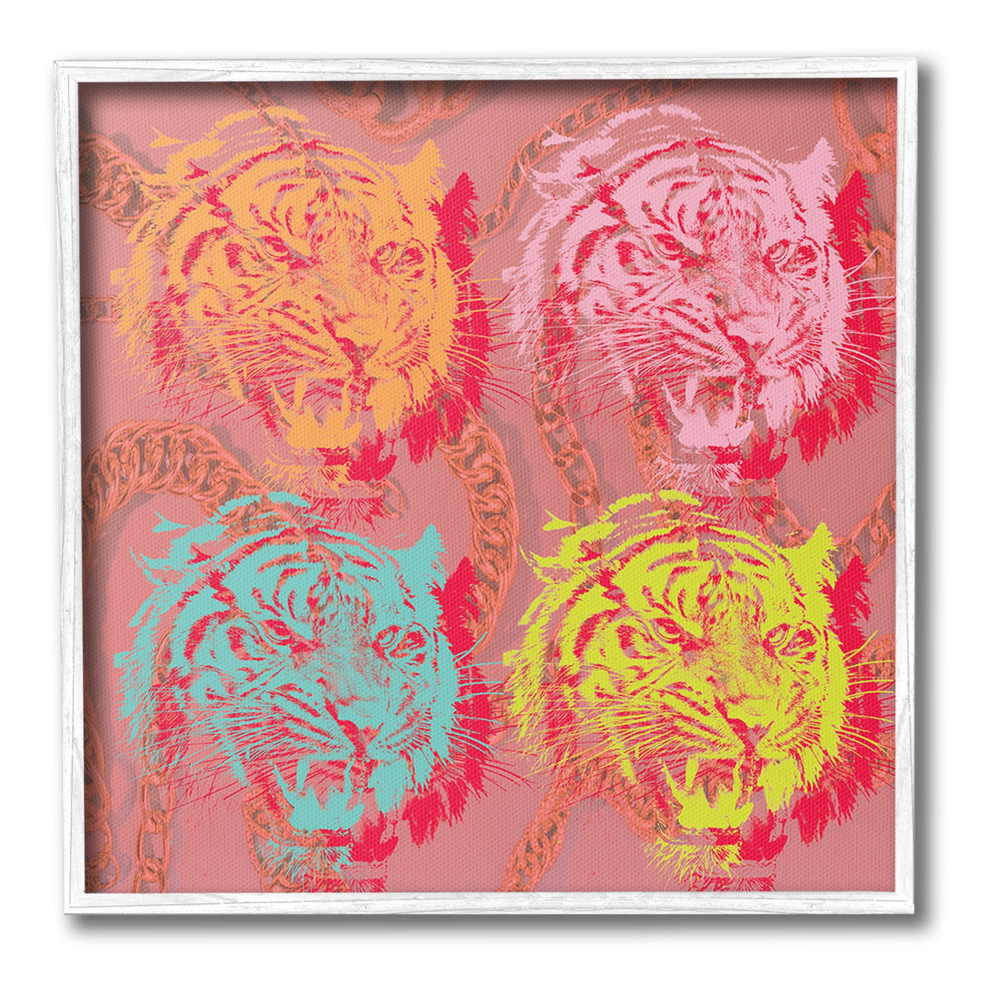 Stupell Industries Bold Abstract Tigers Animals & Insects Painting White Framed Art Print Wall Art, 12 x 12