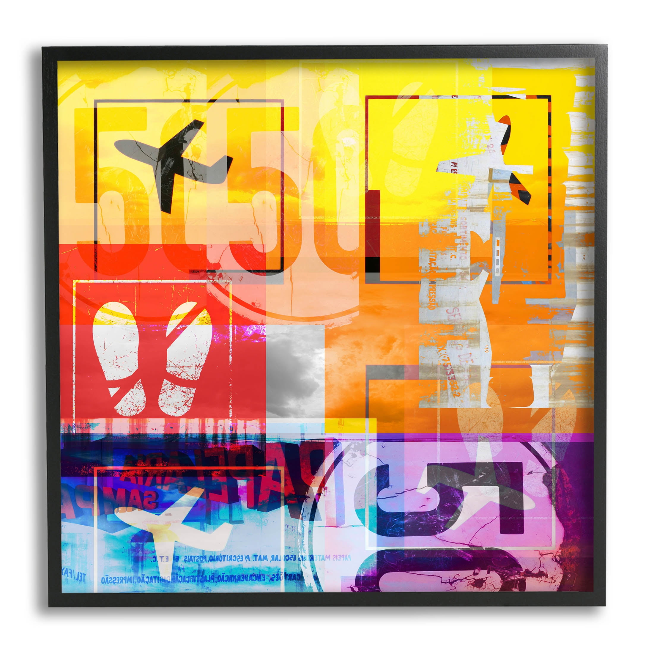 Stupell Industries Bold Airplanes Typography Collage Graphic Art Black Framed Art Print Wall Art, Design by Jan Weiss