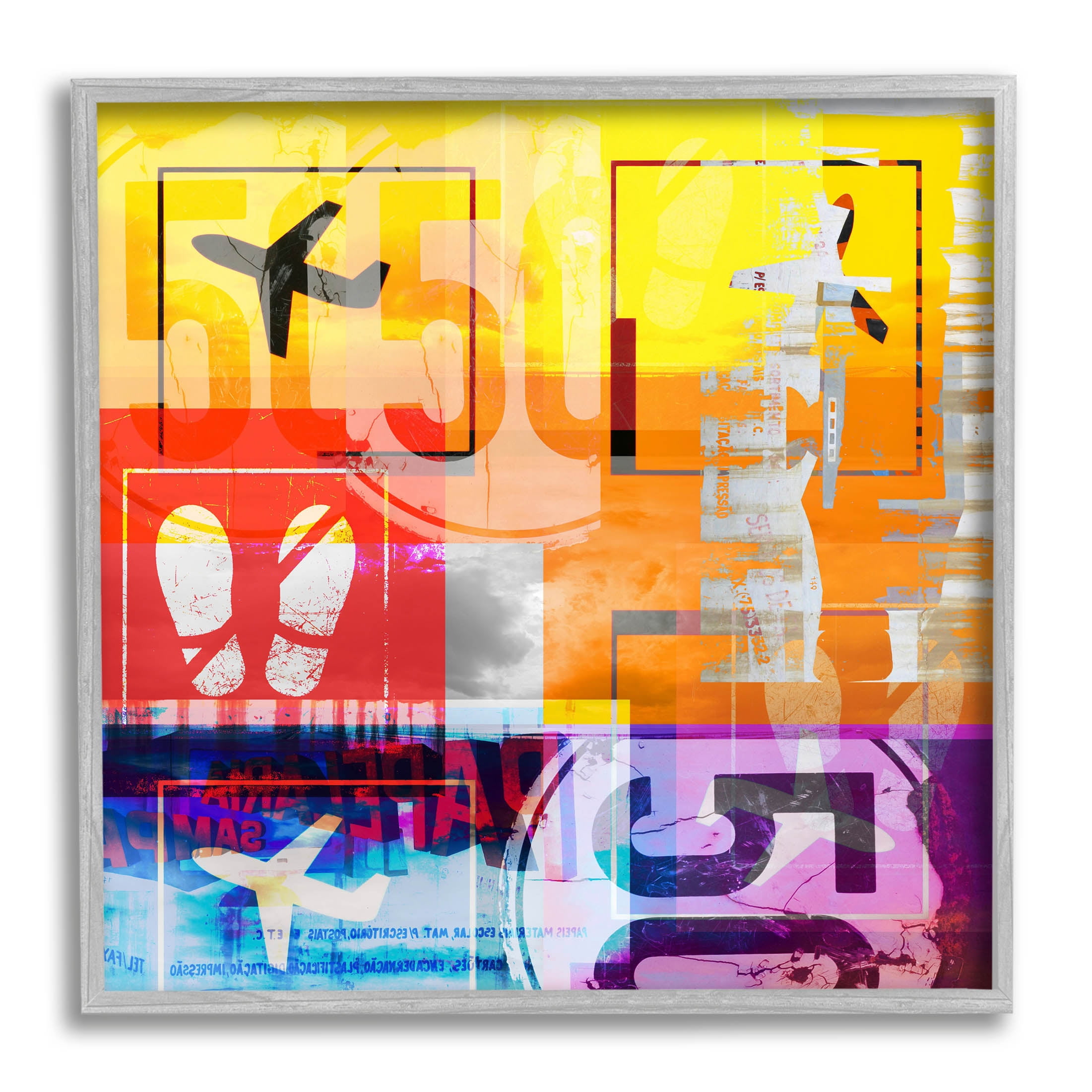 Stupell Industries Bold Airplanes Typography Collage Graphic Art Gray Framed Art Print Wall Art, Design by Jan Weiss