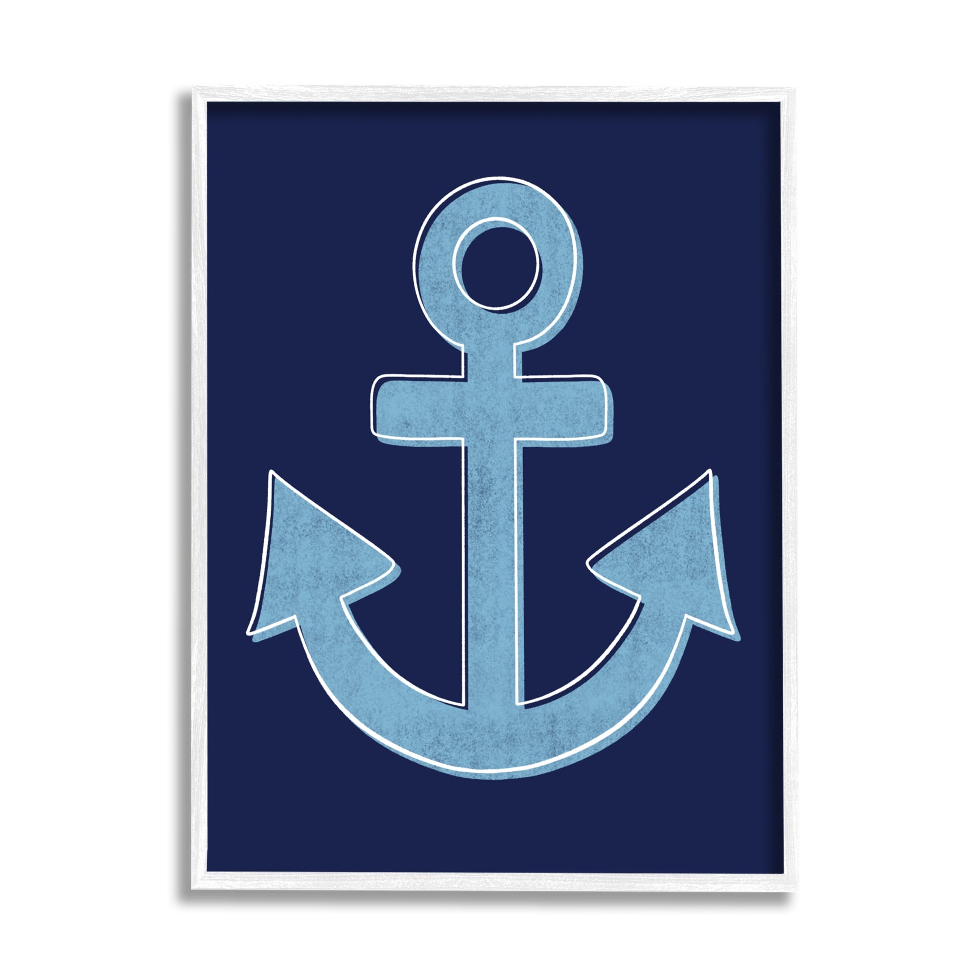 Stupell Industries Bold Anchor White Outline Symbol Navy Background,11 x 14, Design by Emily Cromwell
