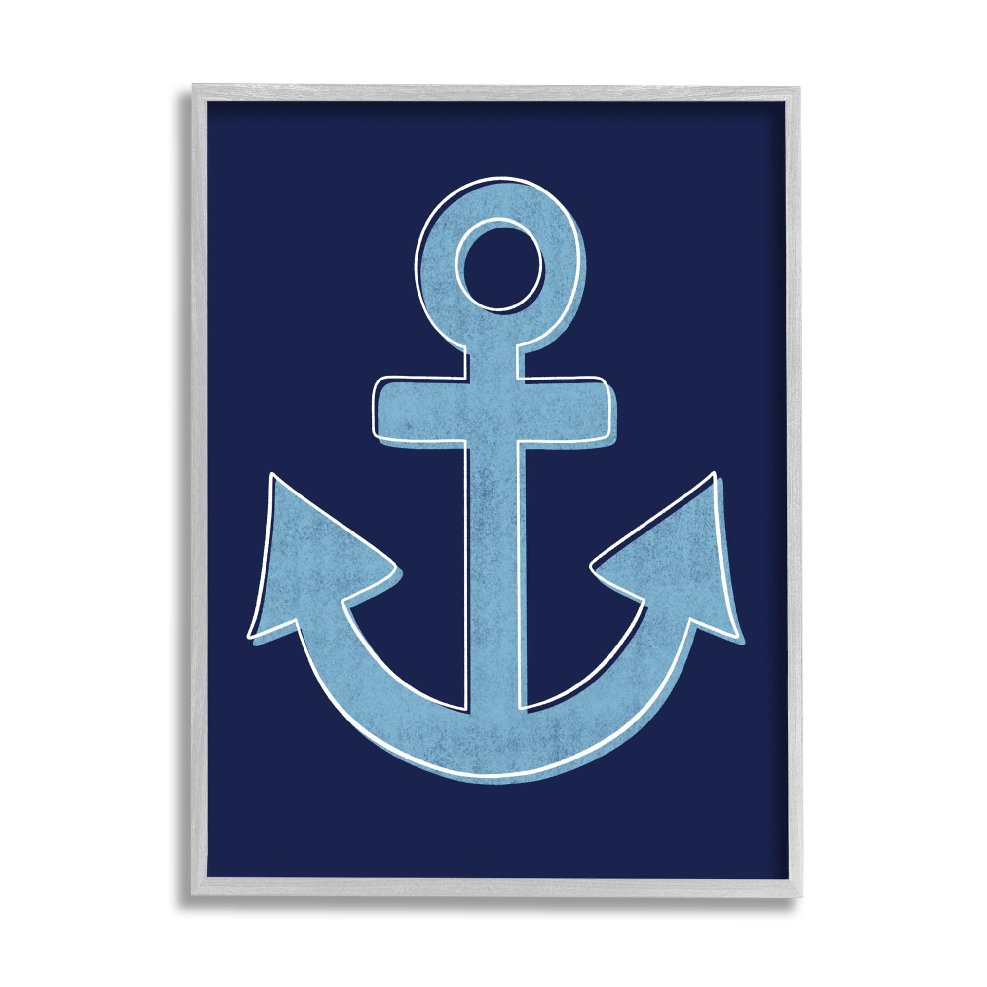Stupell Industries Bold Anchor White Outline Symbol Navy Background,11 x 14, Design by Emily Cromwell