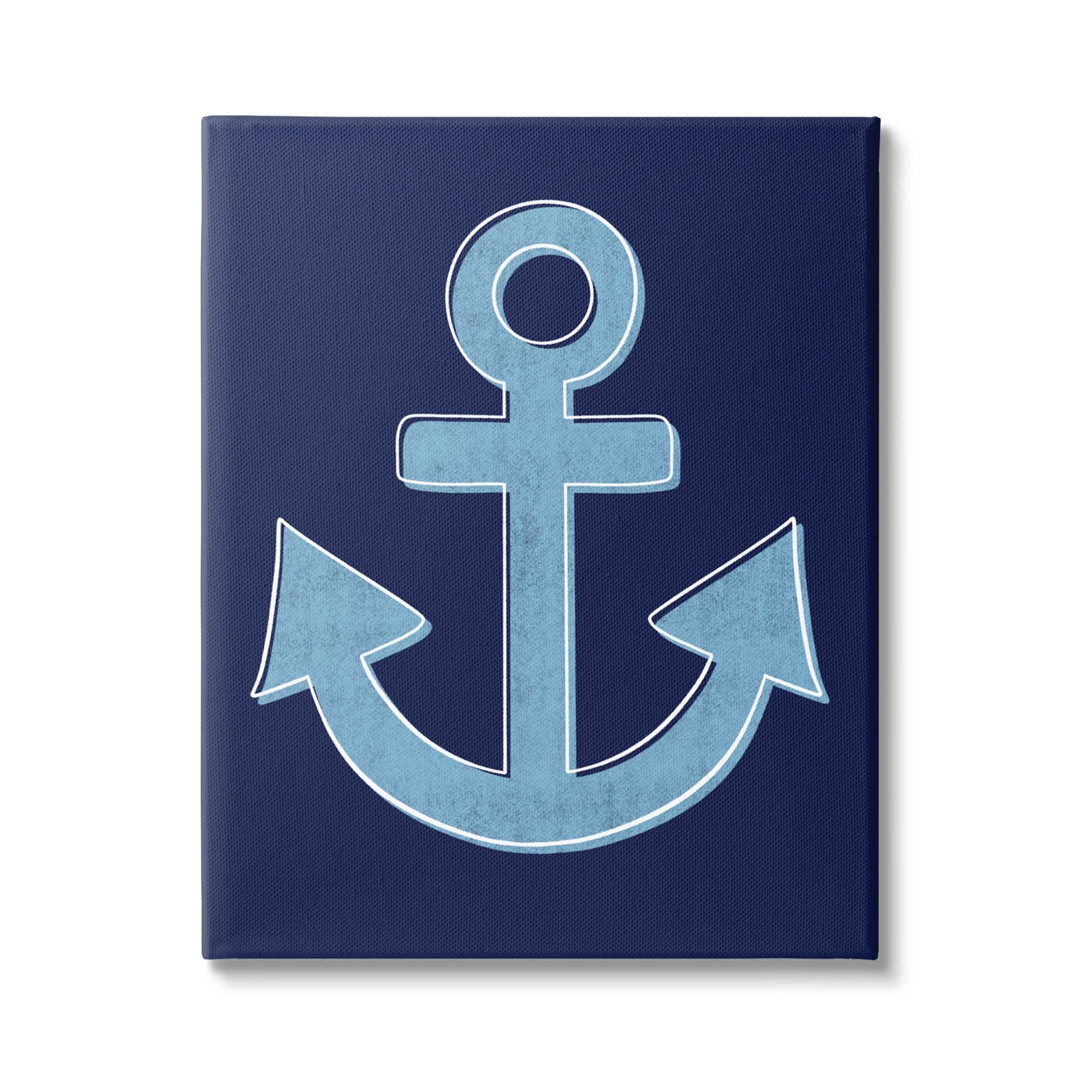 Stupell Industries Bold Anchor White Outline Symbol Navy Background,16 x 20, Design by Emily Cromwell