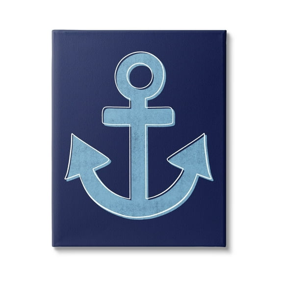 Stupell Industries Bold Anchor White Outline Symbol Navy Background,16 x 20, Design by Emily Cromwell