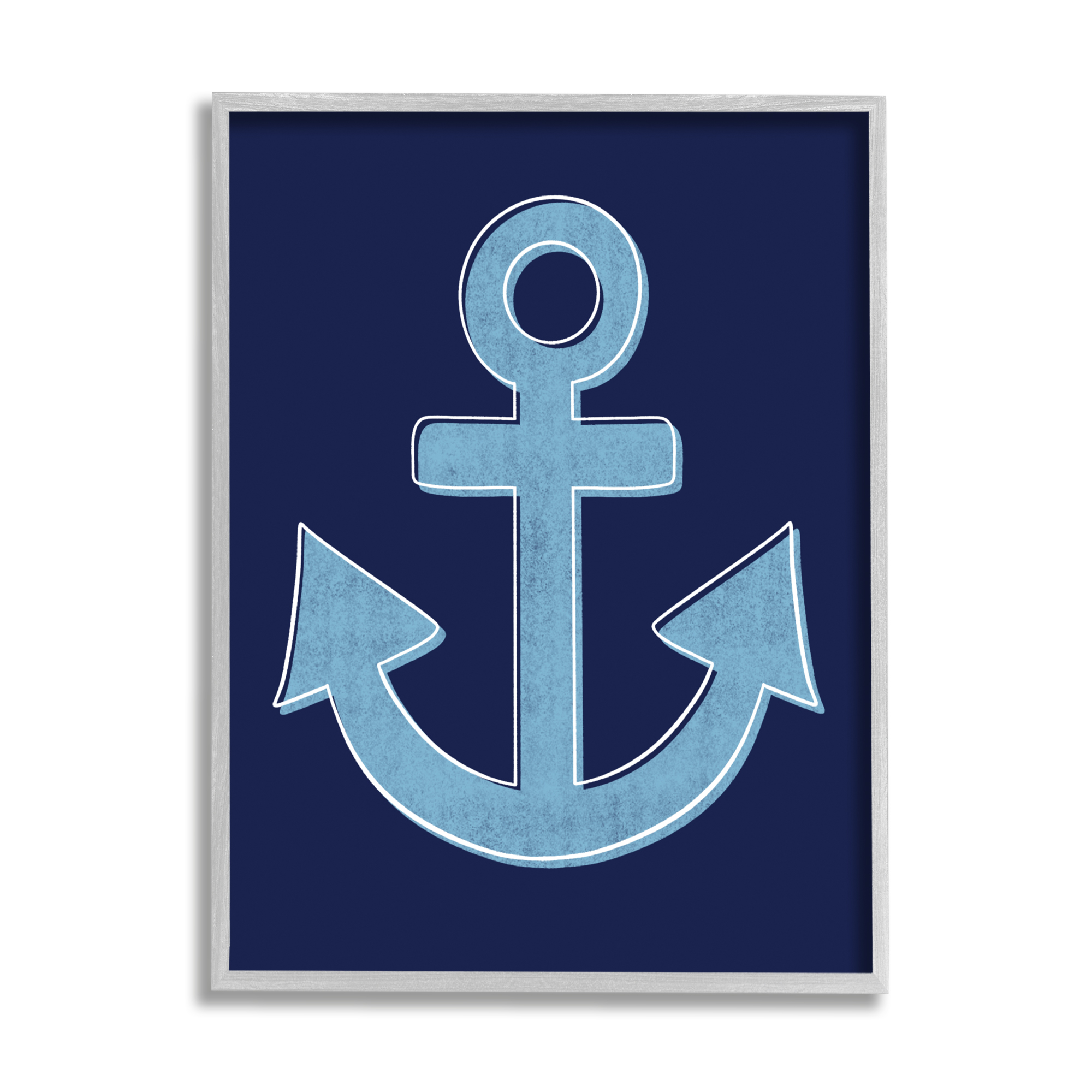 Stupell Industries Bold Anchor White Outline Symbol Navy Background,24 x 30, Design by Emily Cromwell