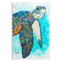 Stupell Industries Bold Aquatic Sea Turtle Pebbled Collage Patterns Painting Unframed Art Print Wall Art, Design by Lisa Morales