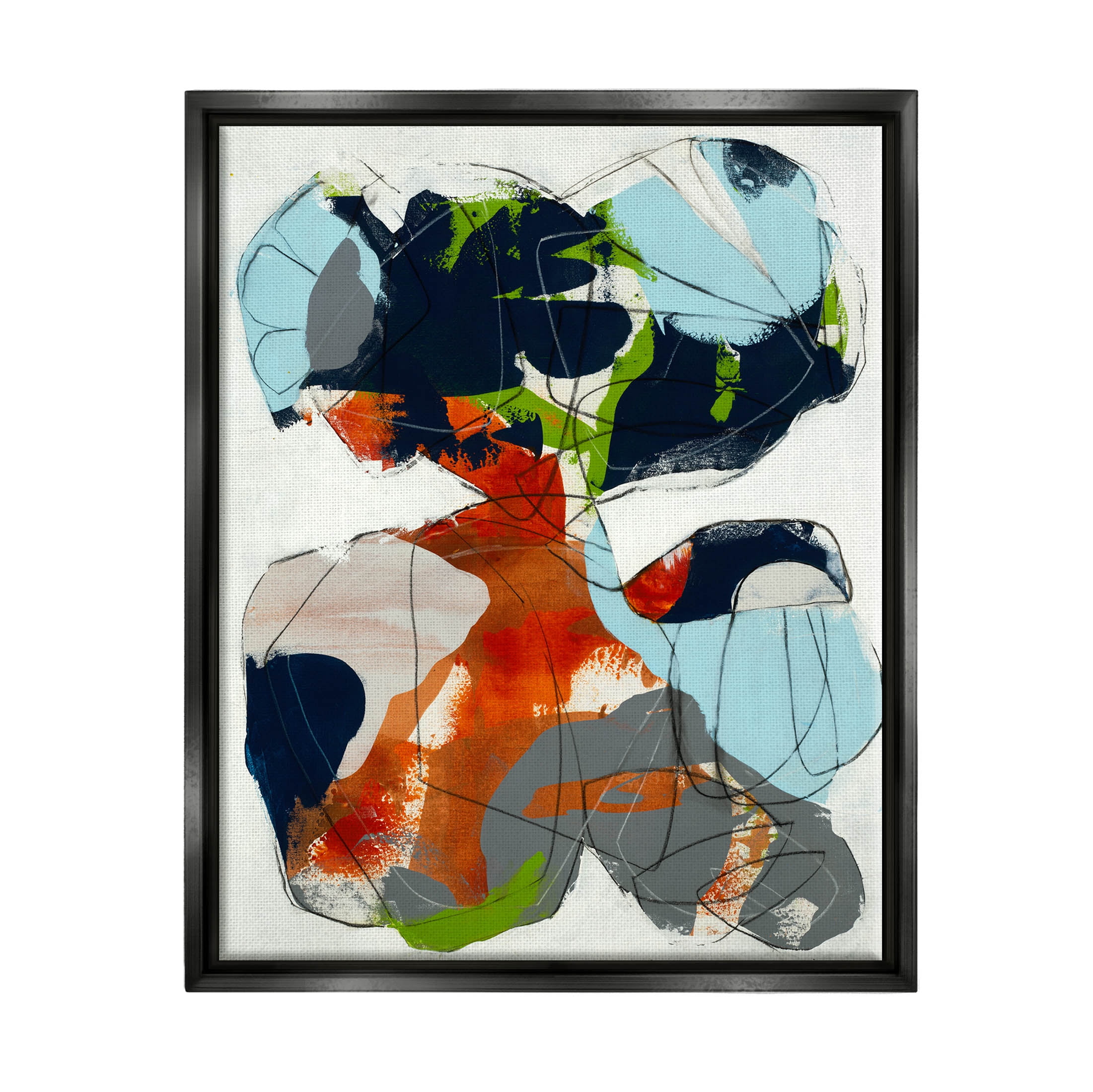 Bold Asymmetrical Scribble Shapes Art - Modern Abstract Wall