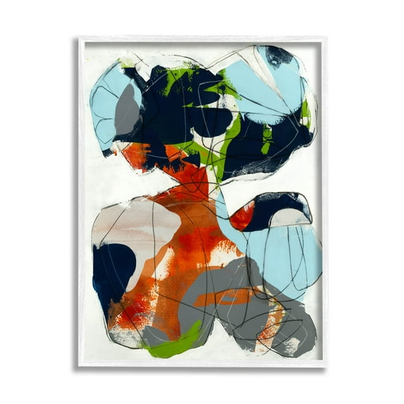 Stupell Industries Bold Asymmetrical Scribble Shapes Graphic Art White Framed Art Print Wall Art, Design by Jeff Jorillo