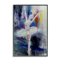 Stupell Industries Bold Ballerina Abstraction People Painting Black Framed Art Print Wall Art, 12 x 18
