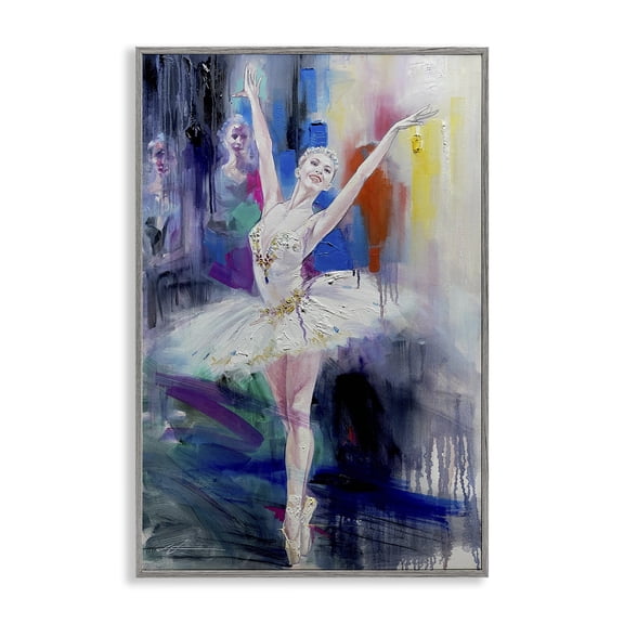 Stupell Industries Bold Ballerina Abstraction People Painting Gray Framed Art Print Wall Art, 16 x 24