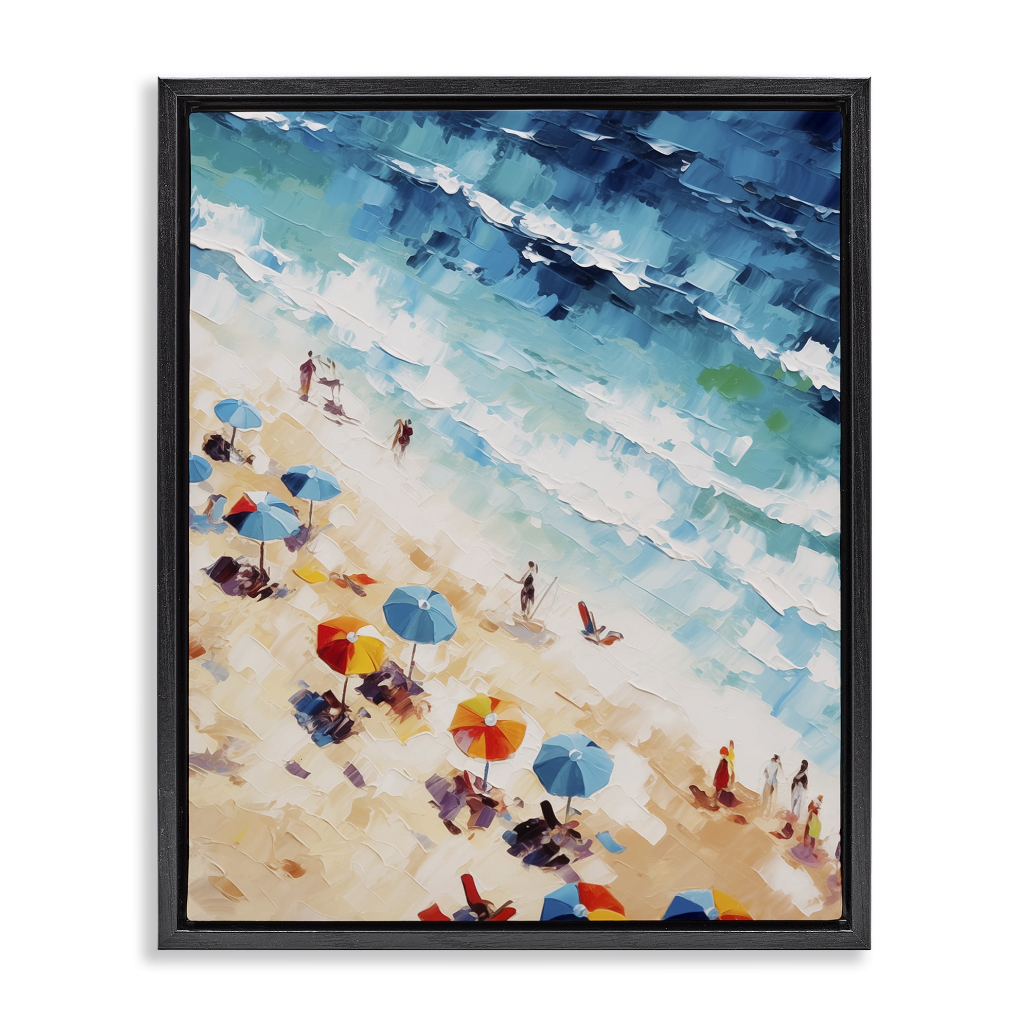 Stupell Industries Bold Beachgoers Hues Nautical & Beach Painting Black ...