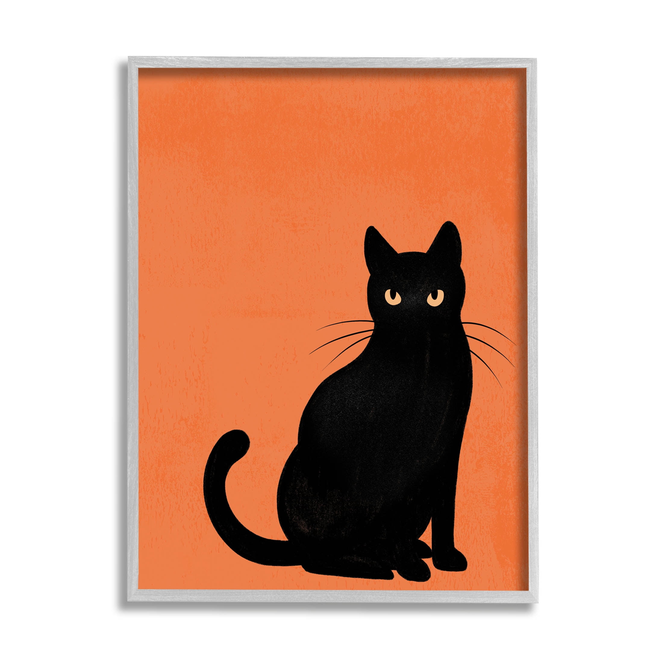 Stupell Industries Bold Black Cat Silhouette Graphic Art Gray Framed Art Print Wall Art, Design by Jo Taylor